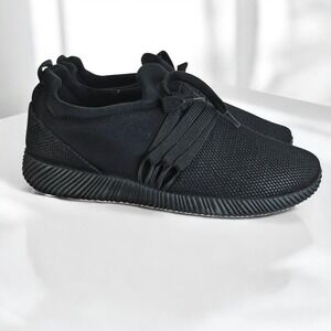 Qupid Nacara Black Lycra Athletic Running Sneakers Walking‎ Shoes Womens Size 9